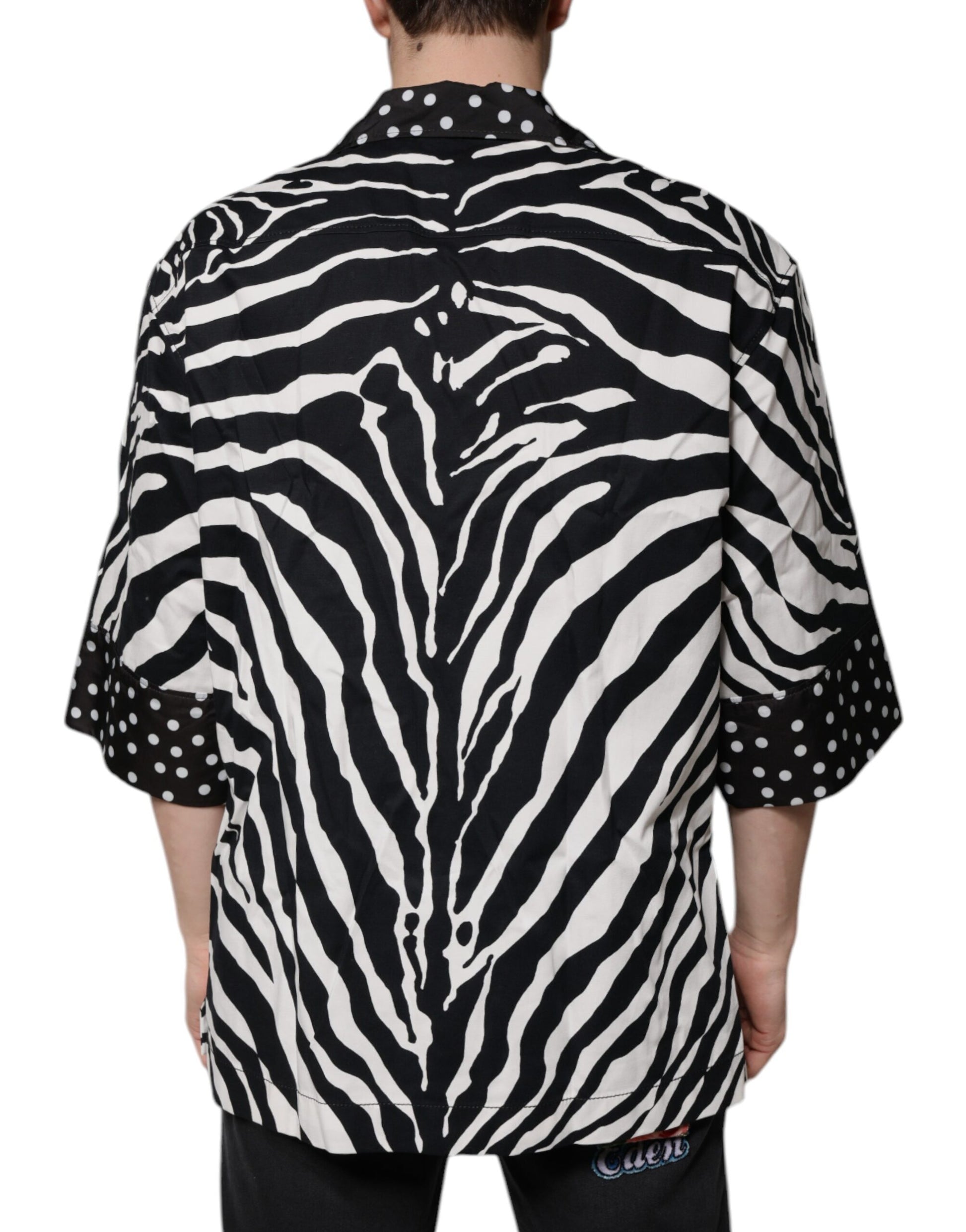 Dolce & Gabbana Black White Zebra Button Down Oversize Shirt by Dolce & Gabbana