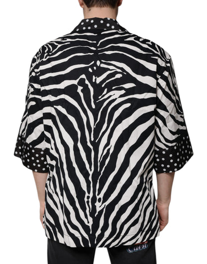Dolce & Gabbana Black White Zebra Button Down Oversize Shirt by Dolce & Gabbana