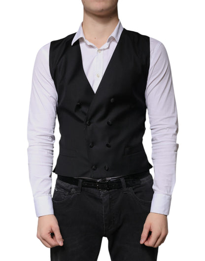 Gilet de costume en laine noire Dolce &amp; Gabbana pour homme