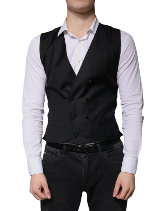 Gilet de costume en laine noire Dolce &amp; Gabbana pour homme