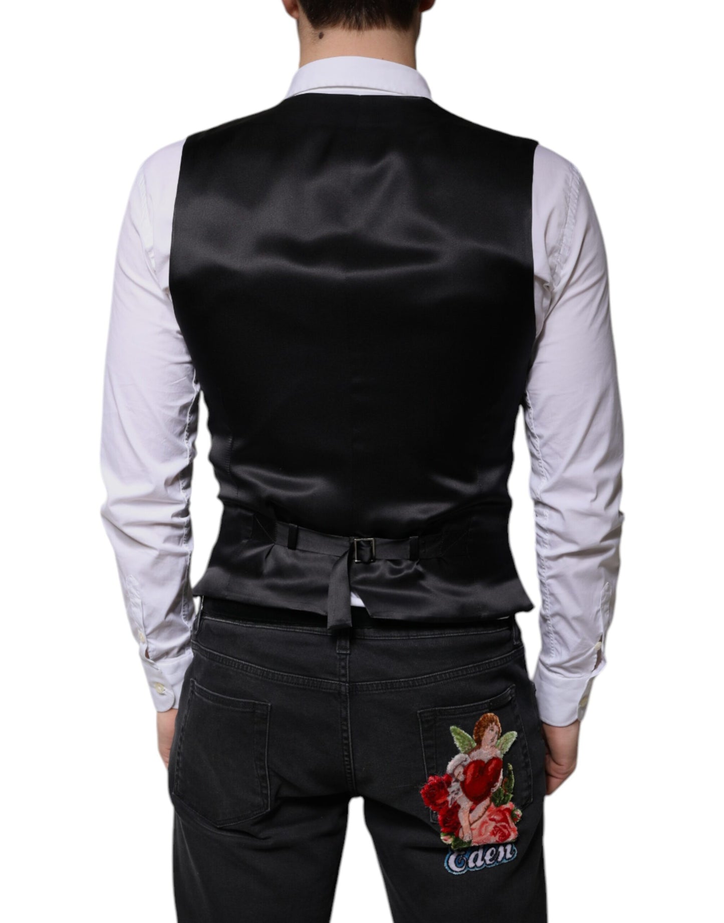Gilet de costume en laine noire Dolce &amp; Gabbana pour homme