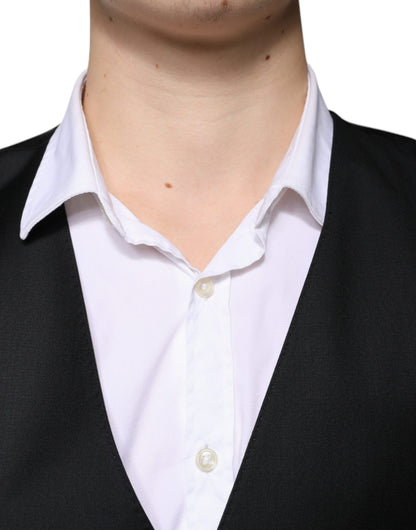 Gilet de costume en laine noire Dolce &amp; Gabbana pour homme