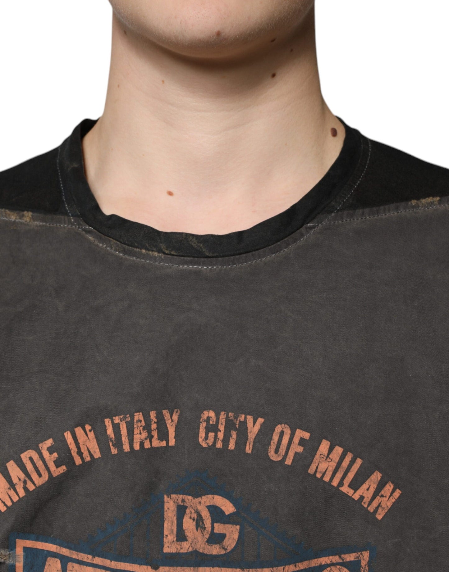 Dolce & Gabbana Brown Graphic Print Cotton Round Neck T-shirt by Dolce & Gabbana