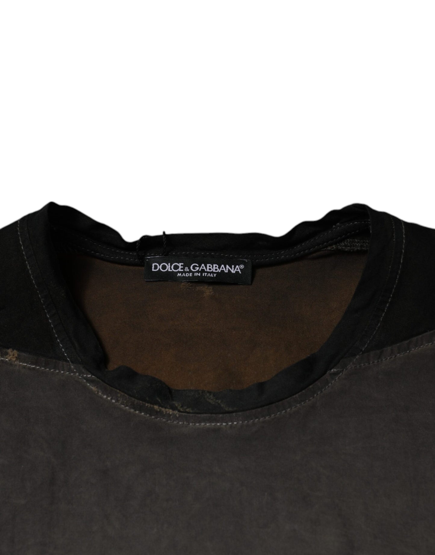 Dolce & Gabbana Brown Graphic Print Cotton Round Neck T-shirt by Dolce & Gabbana