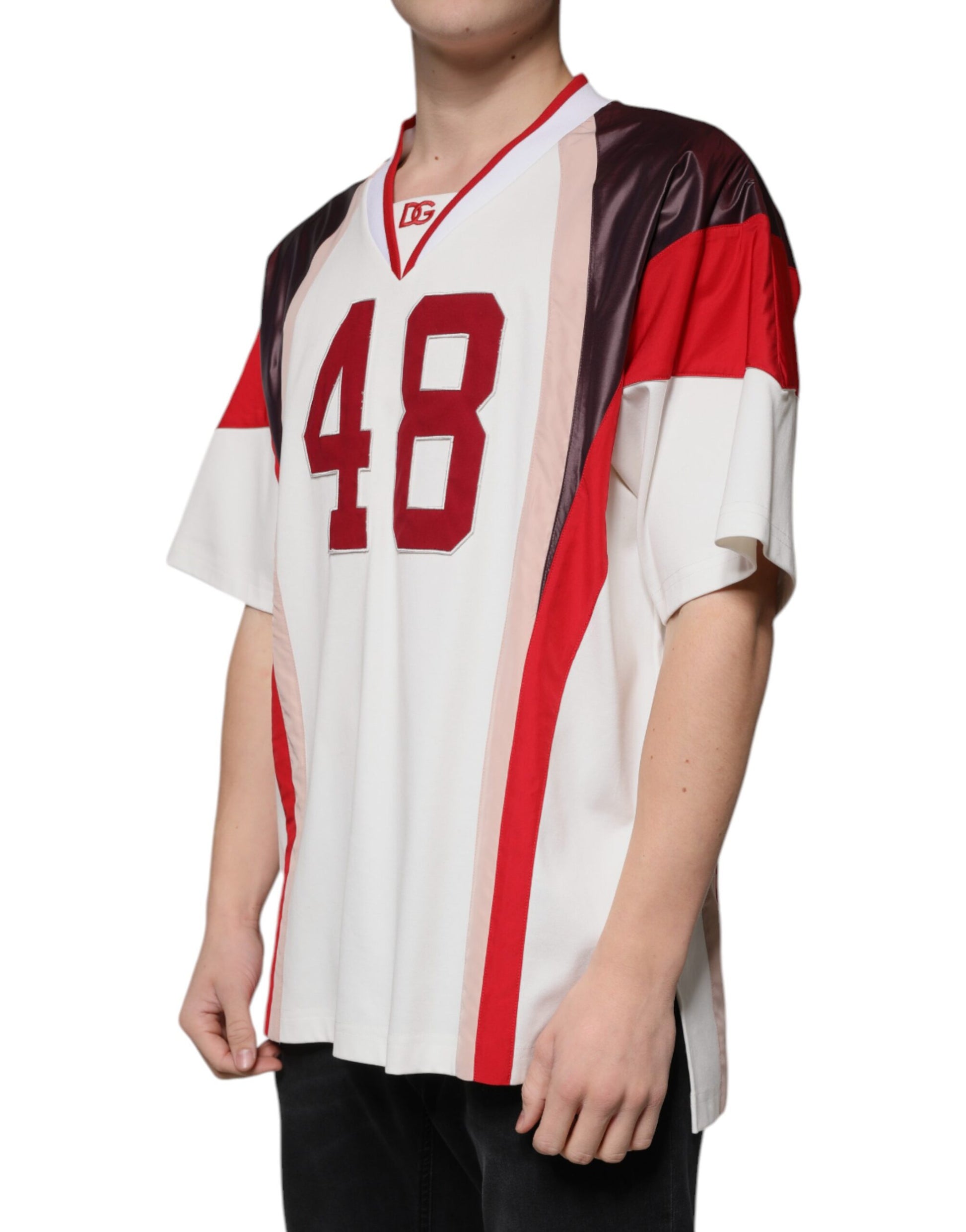Dolce & Gabbana Multicolor Logo Jersey Cotton V-neck T-shirt by Dolce & Gabbana