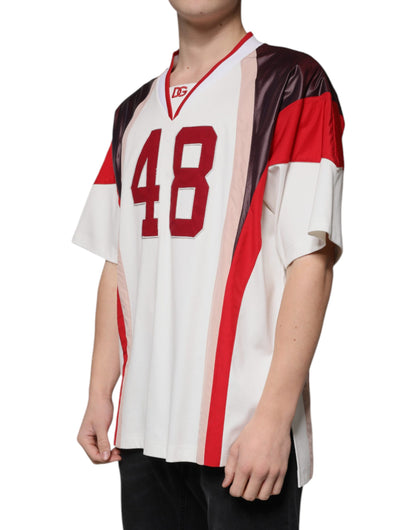 Dolce & Gabbana Multicolor Logo Jersey Cotton V-neck T-shirt by Dolce & Gabbana