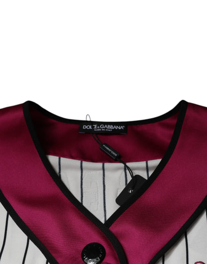 Dolce & Gabbana Multicolor Logo Jersey Button V-neck T-shirt by Dolce & Gabbana