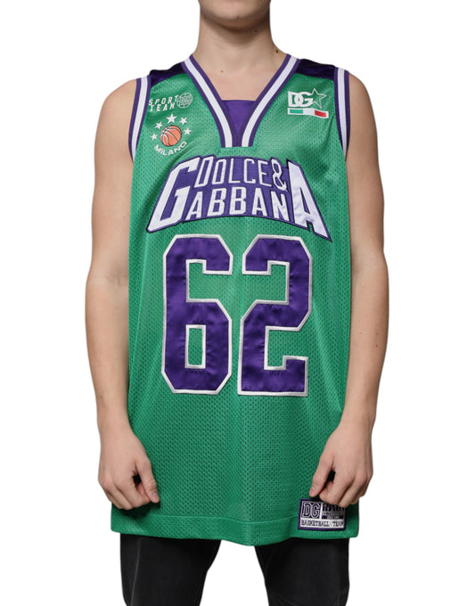 Dolce & Gabbana Green Polyester Jersey Sleeveless T-shirt by Dolce & Gabbana