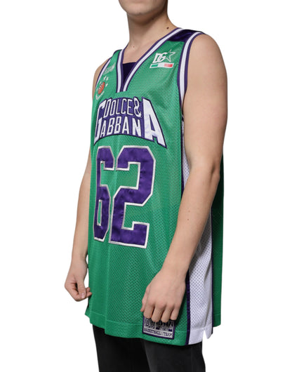 Dolce & Gabbana Green Polyester Jersey Sleeveless T-shirt by Dolce & Gabbana