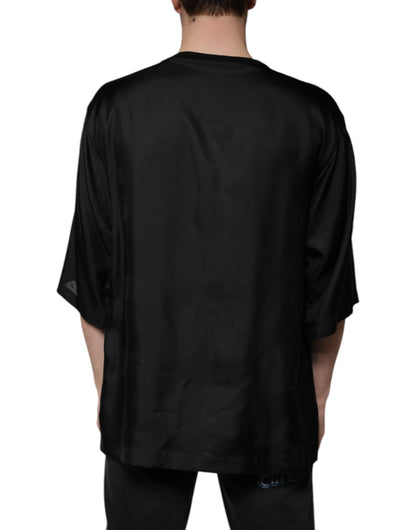 Dolce & Gabbana Black Cotton Square Neck Short Sleeve T-shirt by Dolce & Gabbana