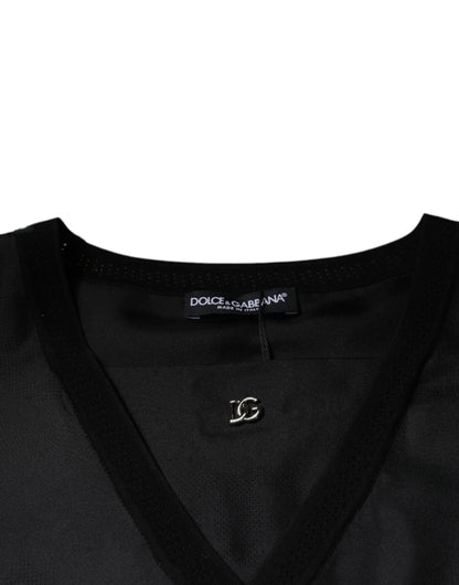 Dolce & Gabbana Black Cotton Square Neck Short Sleeve T-shirt by Dolce & Gabbana