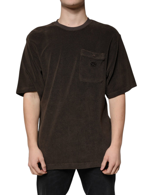 Dolce & Gabbana Brown Cotton Crew Neck Short Sleeves T-shirt by Dolce & Gabbana