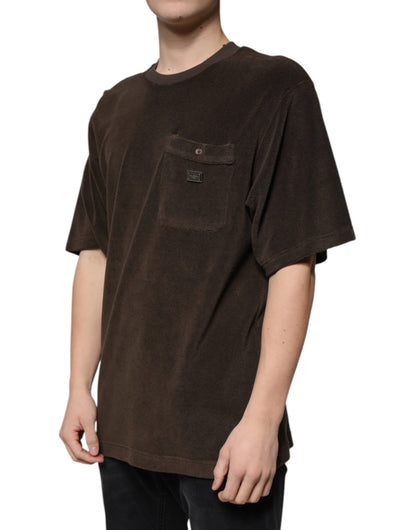 Dolce & Gabbana Brown Cotton Crew Neck Short Sleeves T-shirt by Dolce & Gabbana