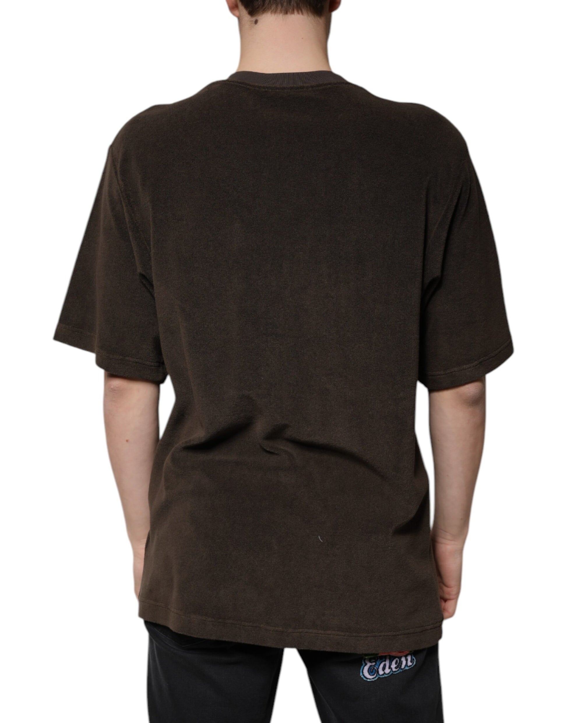 Dolce & Gabbana Brown Cotton Crew Neck Short Sleeves T-shirt by Dolce & Gabbana