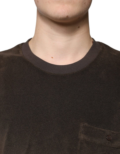 Dolce & Gabbana Brown Cotton Crew Neck Short Sleeves T-shirt by Dolce & Gabbana