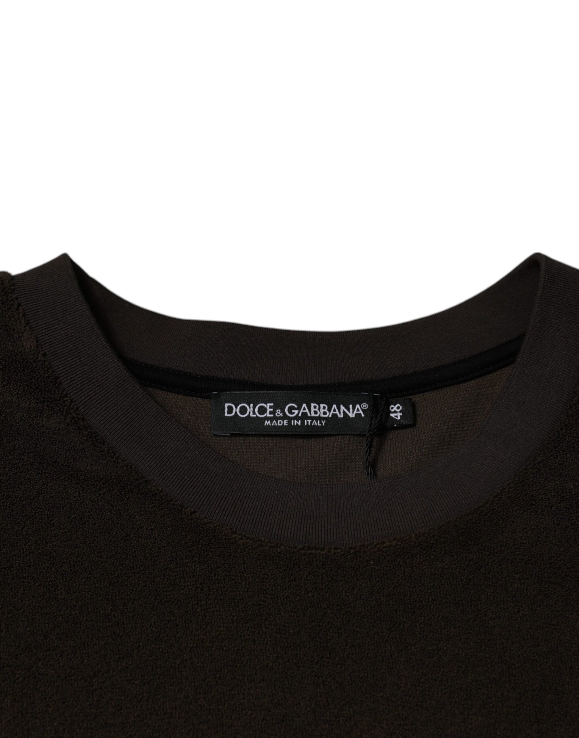 Dolce & Gabbana Brown Cotton Crew Neck Short Sleeves T-shirt by Dolce & Gabbana
