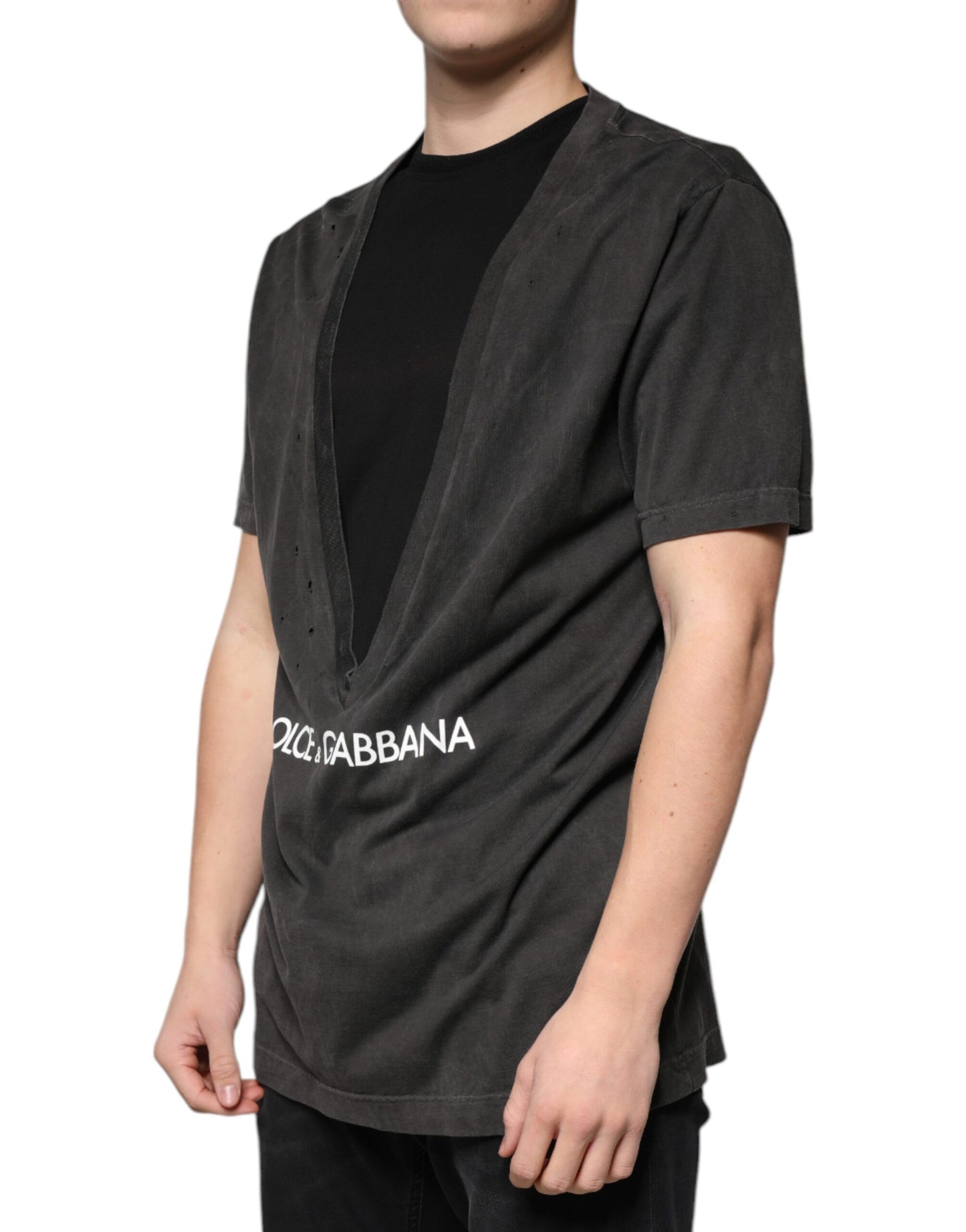 Dolce & Gabbana Black Cotton Crew Neck Short Sleeves T-shirt by Dolce & Gabbana