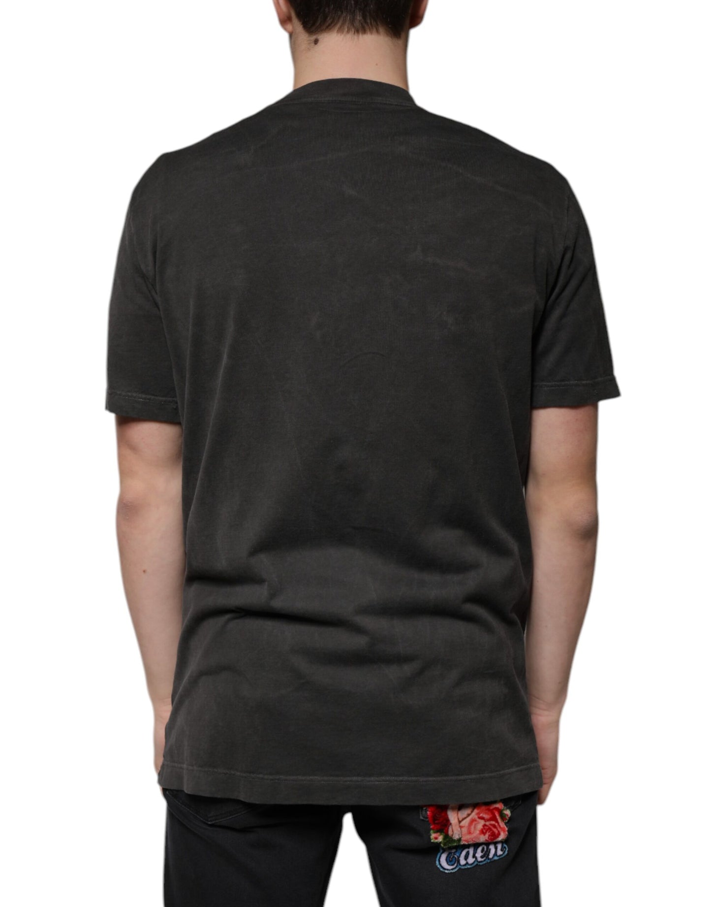 Dolce & Gabbana Black Cotton Crew Neck Short Sleeves T-shirt by Dolce & Gabbana