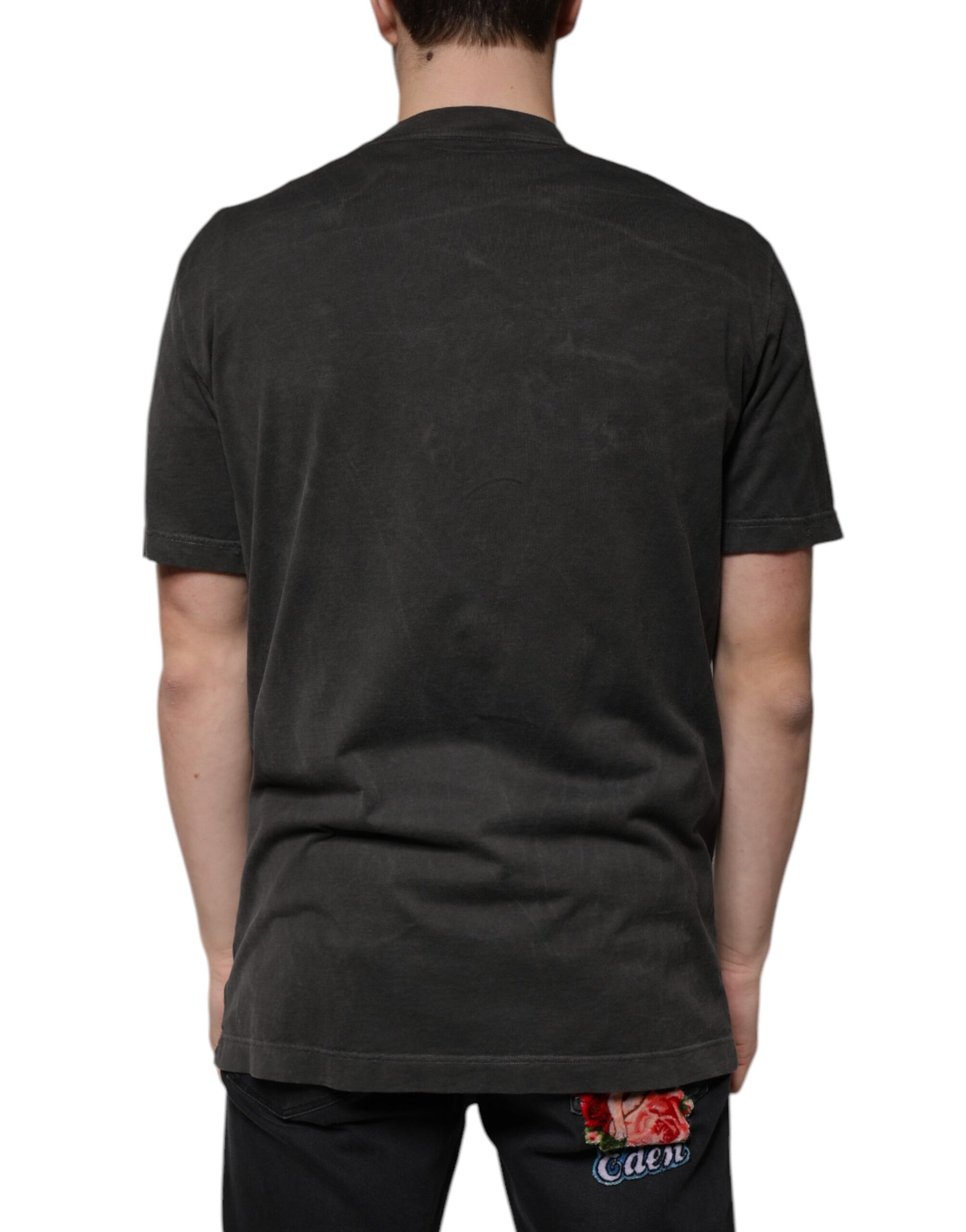 Dolce & Gabbana Black Cotton Crew Neck Short Sleeves T-shirt by Dolce & Gabbana
