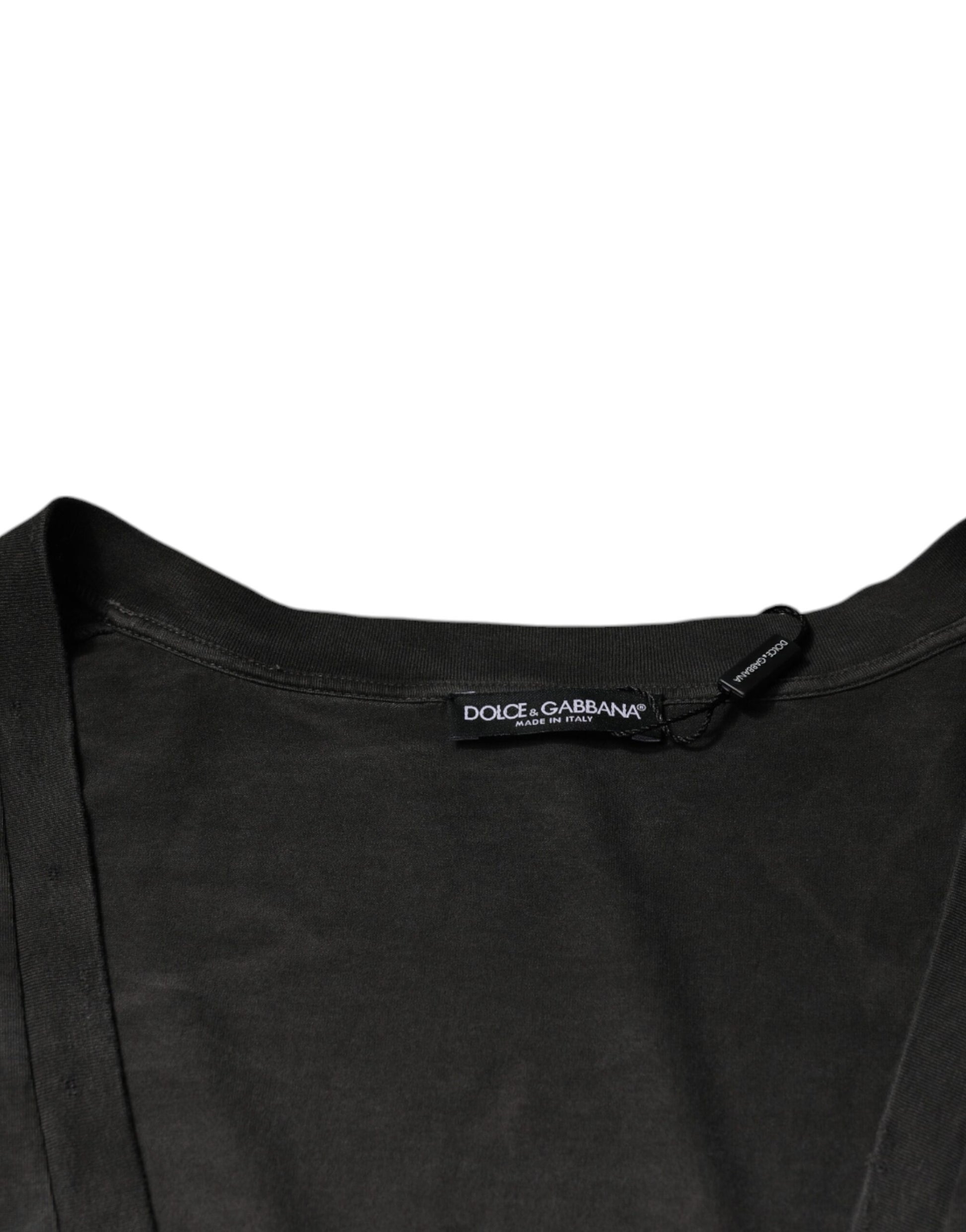 Dolce & Gabbana Black Cotton Crew Neck Short Sleeves T-shirt by Dolce & Gabbana