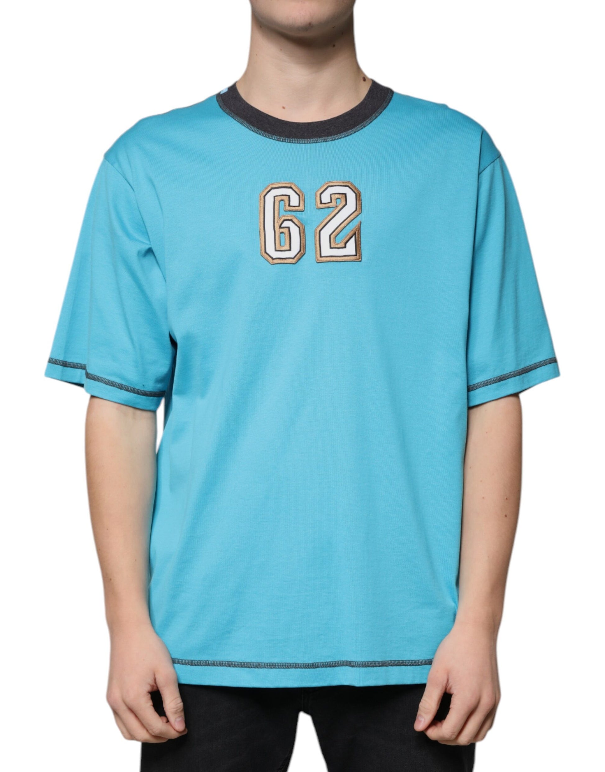 Dolce & Gabbana Blue Logo Crew Neck Short Sleeves T-shirt by Dolce & Gabbana