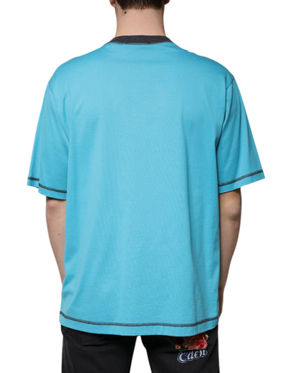 Dolce & Gabbana Blue Logo Crew Neck Short Sleeves T-shirt by Dolce & Gabbana