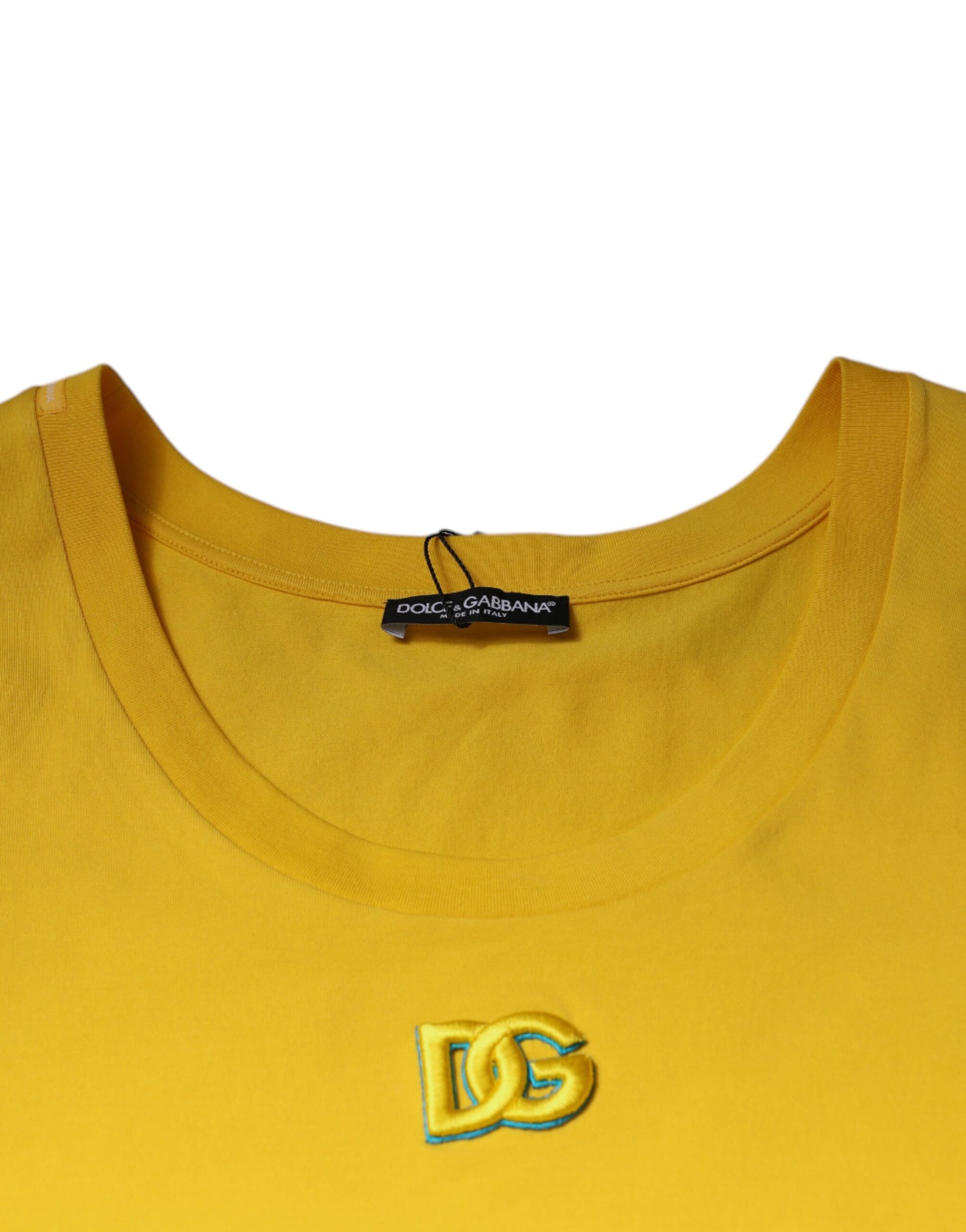 Dolce & Gabbana Yellow Cotton Round Neck Sleeveless T-shirt by Dolce & Gabbana