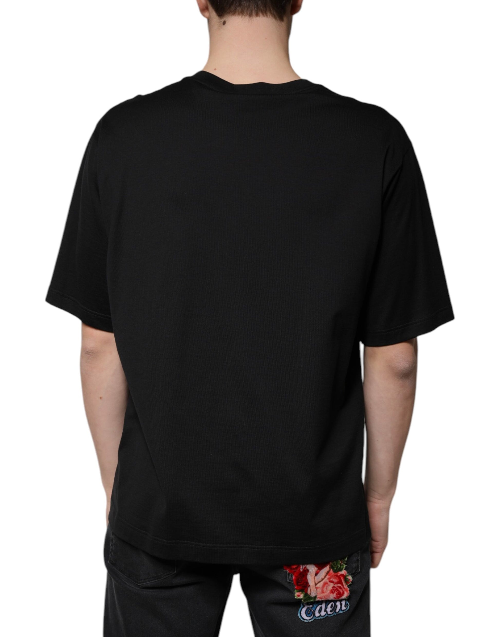 Dolce & Gabbana Black Cotton Crew Neck Short Sleeves T-shirt by Dolce & Gabbana