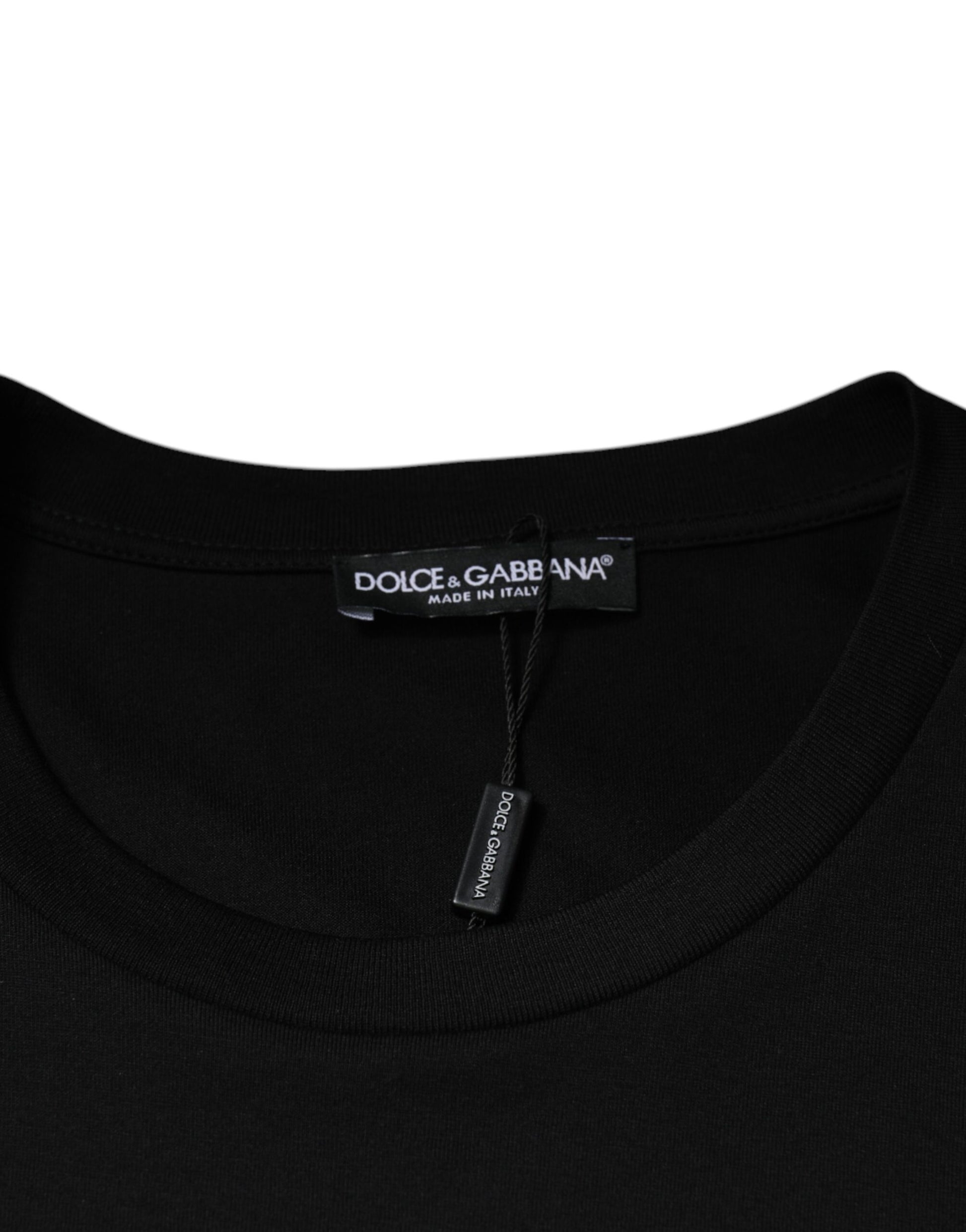 Dolce & Gabbana Black Cotton Crew Neck Short Sleeves T-shirt by Dolce & Gabbana