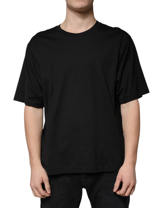 Dolce & Gabbana Black Cotton Crew Neck Short Sleeves T-shirt by Dolce & Gabbana