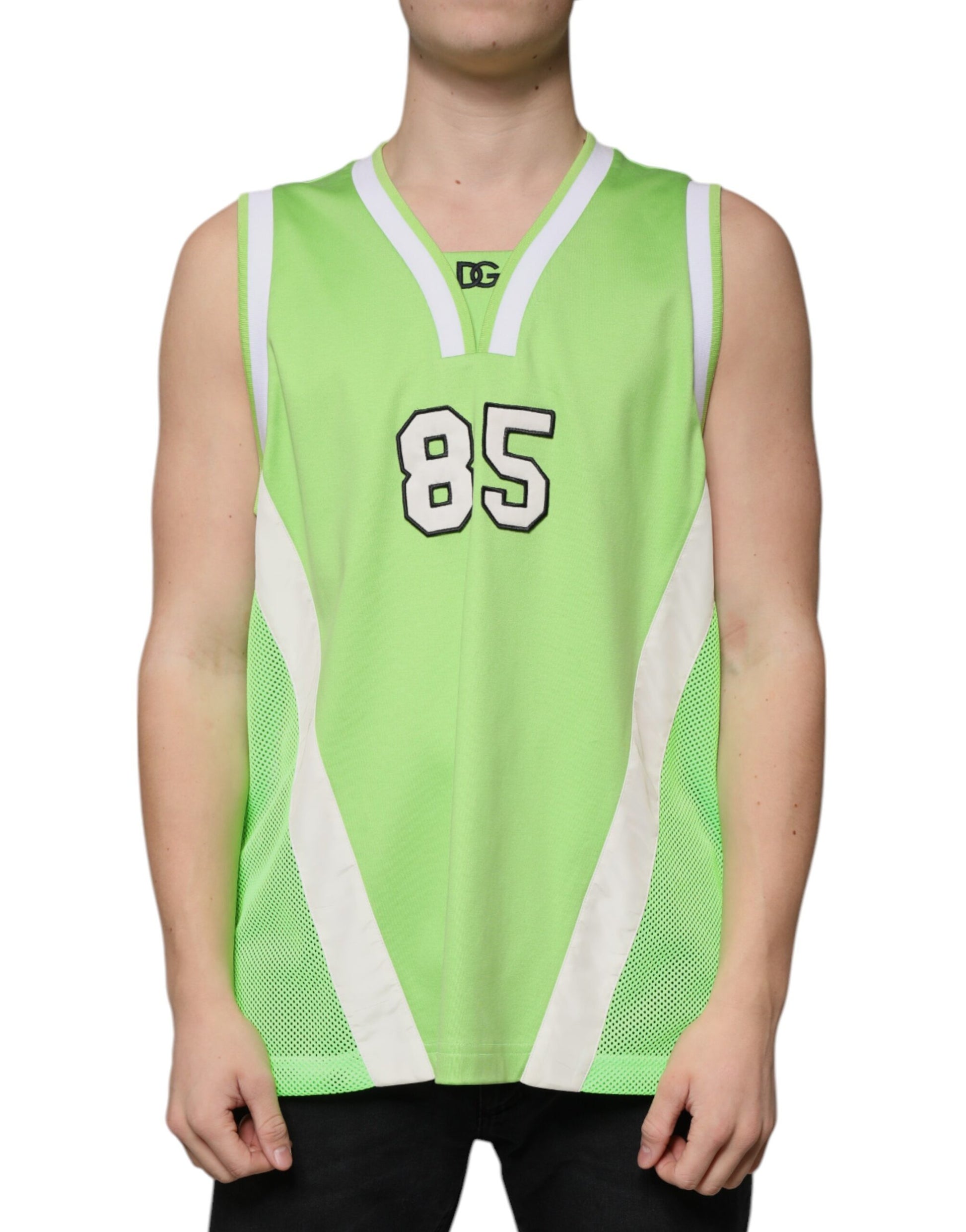 Dolce & Gabbana Green Polyester Jersey Sleeveless T-shirt by Dolce & Gabbana