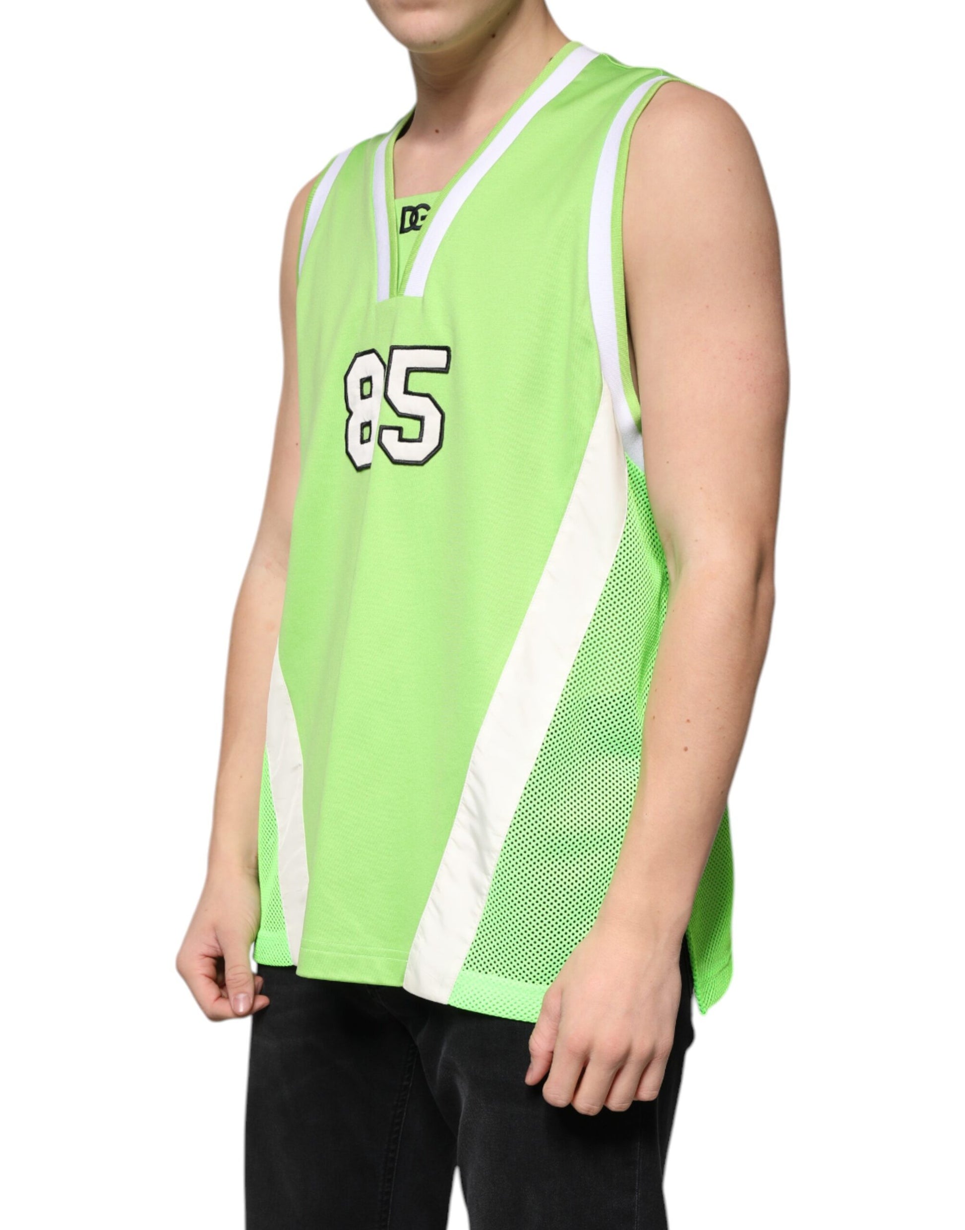 Dolce & Gabbana Green Polyester Jersey Sleeveless T-shirt by Dolce & Gabbana