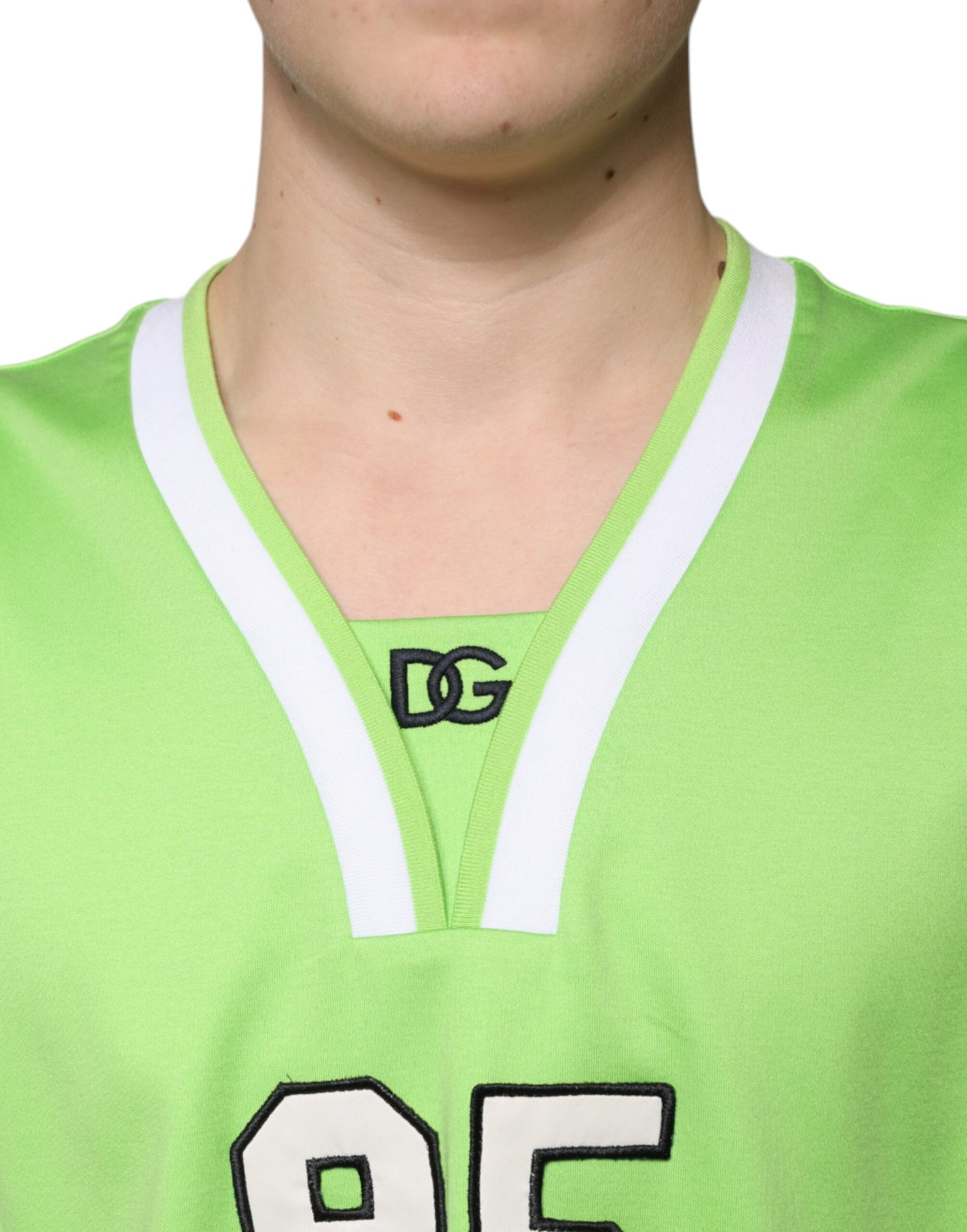 Dolce & Gabbana Green Polyester Jersey Sleeveless T-shirt by Dolce & Gabbana