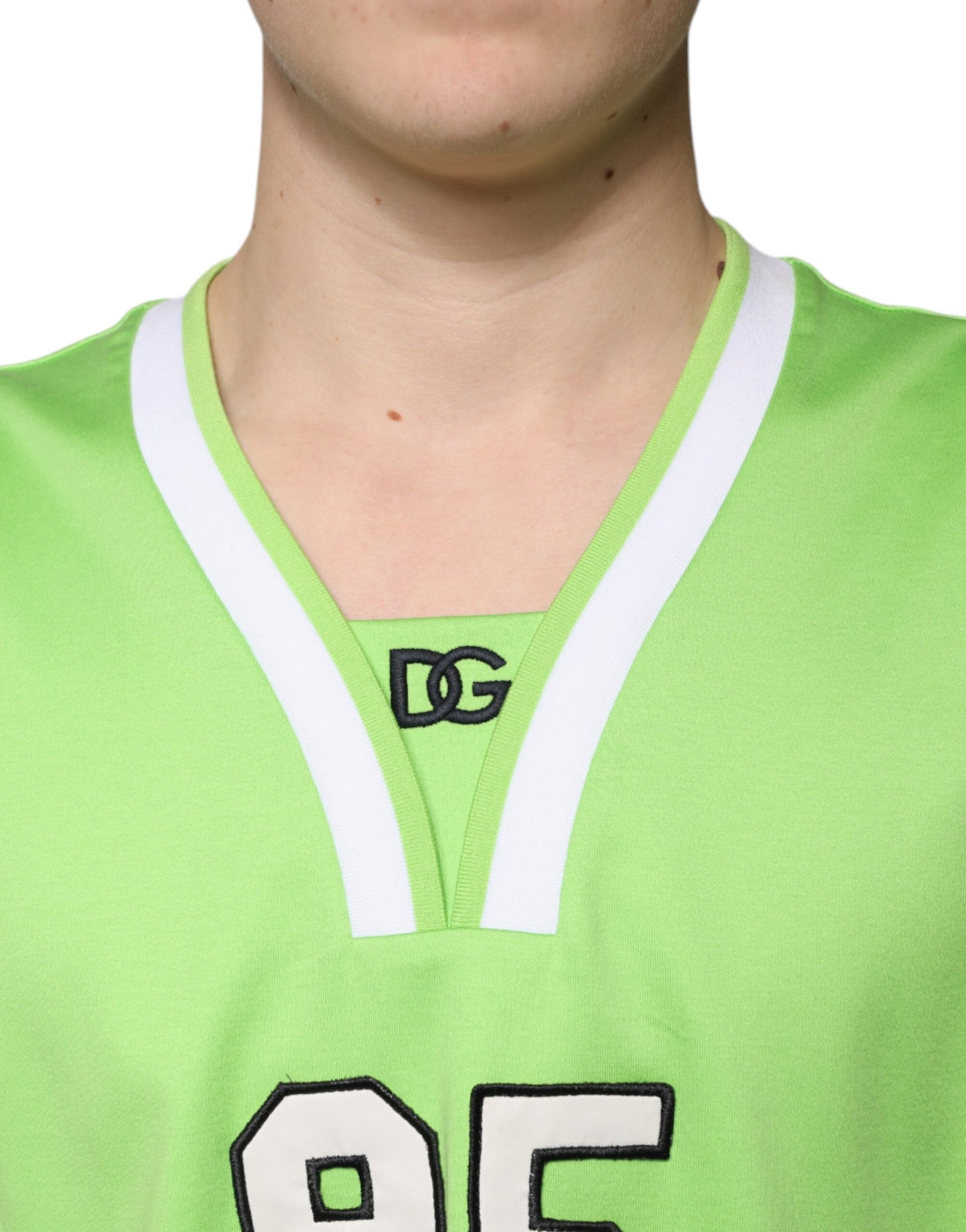 Dolce & Gabbana Green Polyester Jersey Sleeveless T-shirt by Dolce & Gabbana