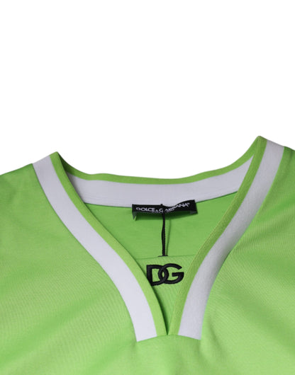 Dolce & Gabbana Green Polyester Jersey Sleeveless T-shirt by Dolce & Gabbana