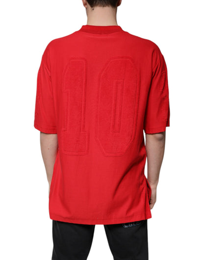 Dolce & Gabbana Red Cotton V-neck Short Sleeves T-shirt by Dolce & Gabbana