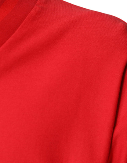 Dolce & Gabbana Red Cotton V-neck Short Sleeves T-shirt by Dolce & Gabbana