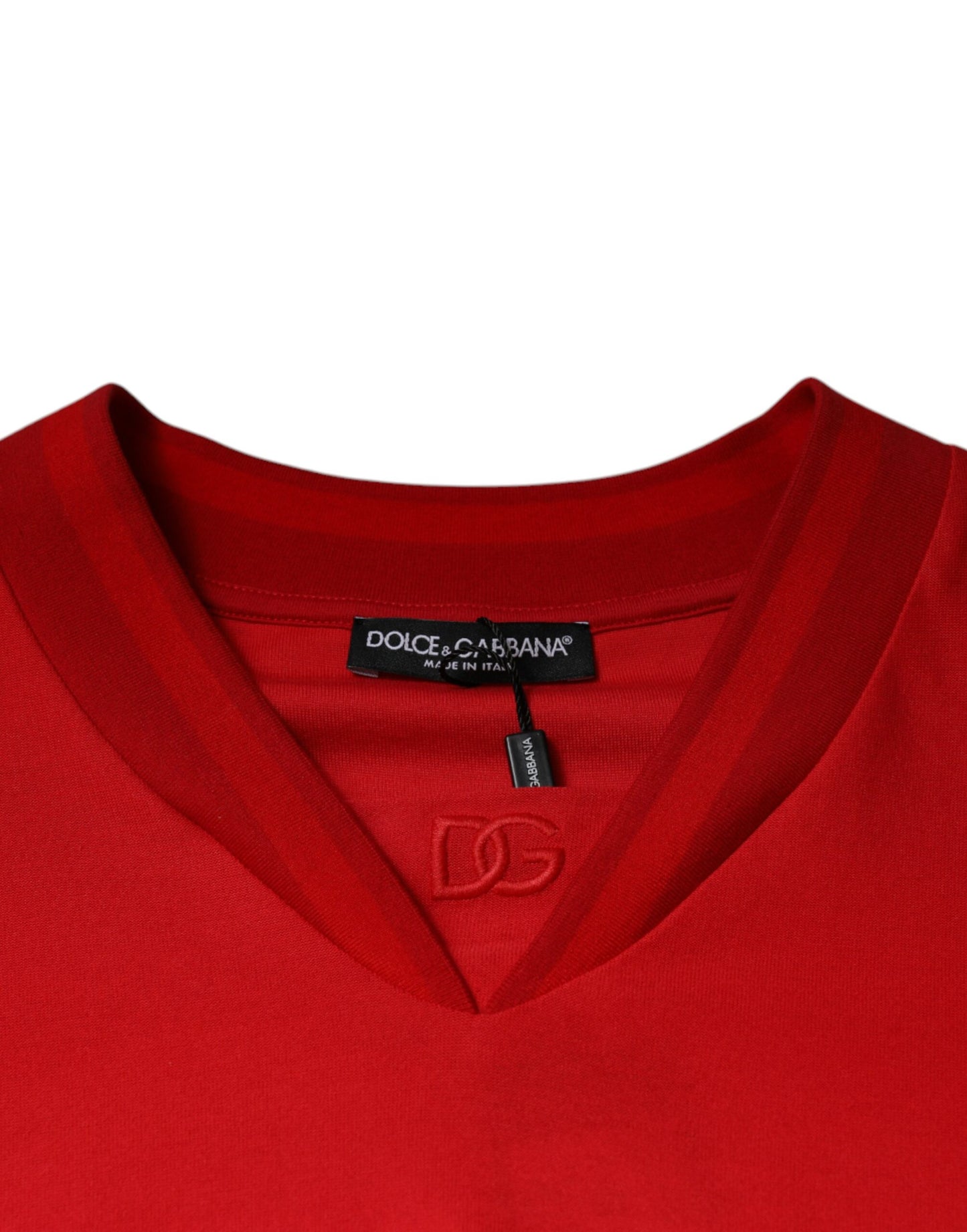Dolce & Gabbana Red Cotton V-neck Short Sleeves T-shirt by Dolce & Gabbana