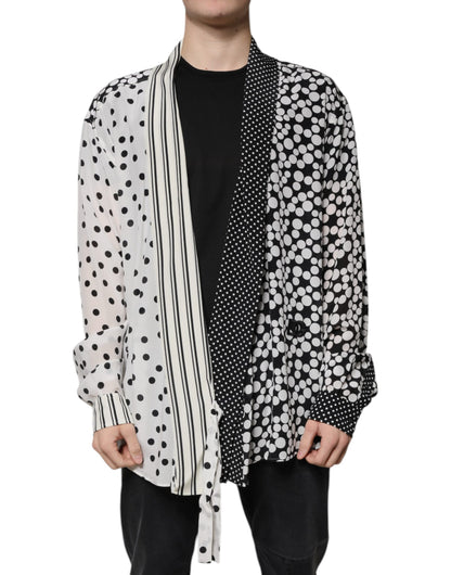 Dolce & Gabbana Black White Polka Dots Silk Men Casual Shirt by Dolce & Gabbana