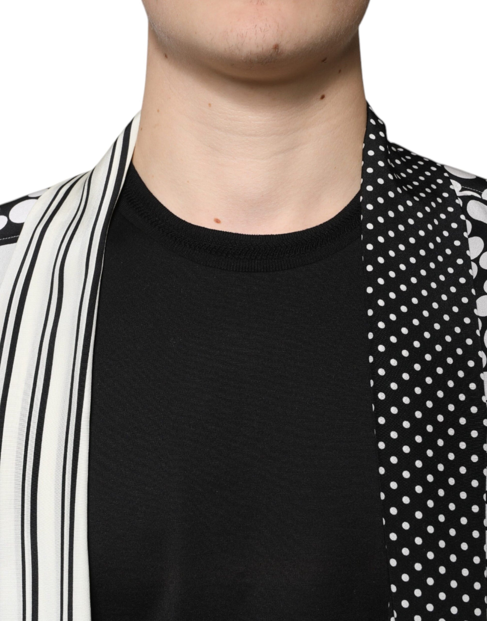 Dolce & Gabbana Black White Polka Dots Silk Men Casual Shirt by Dolce & Gabbana