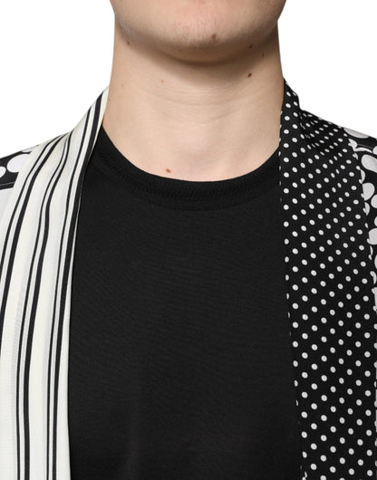 Dolce & Gabbana Black White Polka Dots Silk Men Casual Shirt by Dolce & Gabbana