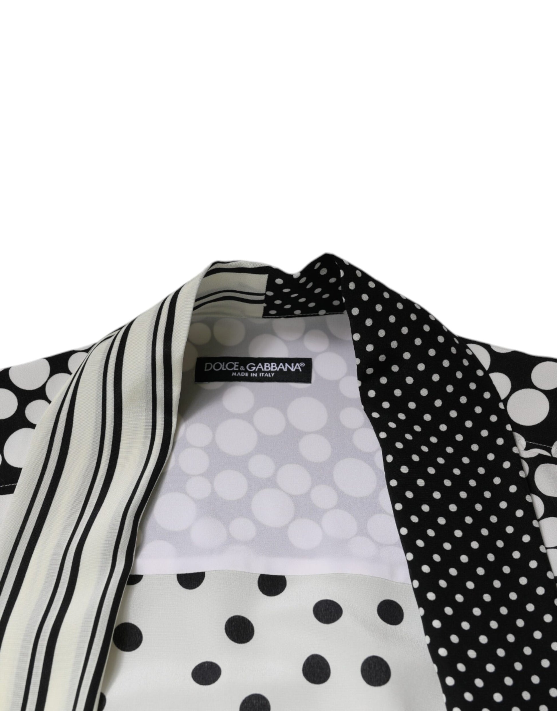Dolce & Gabbana Black White Polka Dots Silk Men Casual Shirt by Dolce & Gabbana