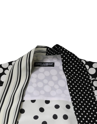 Dolce & Gabbana Black White Polka Dots Silk Men Casual Shirt by Dolce & Gabbana
