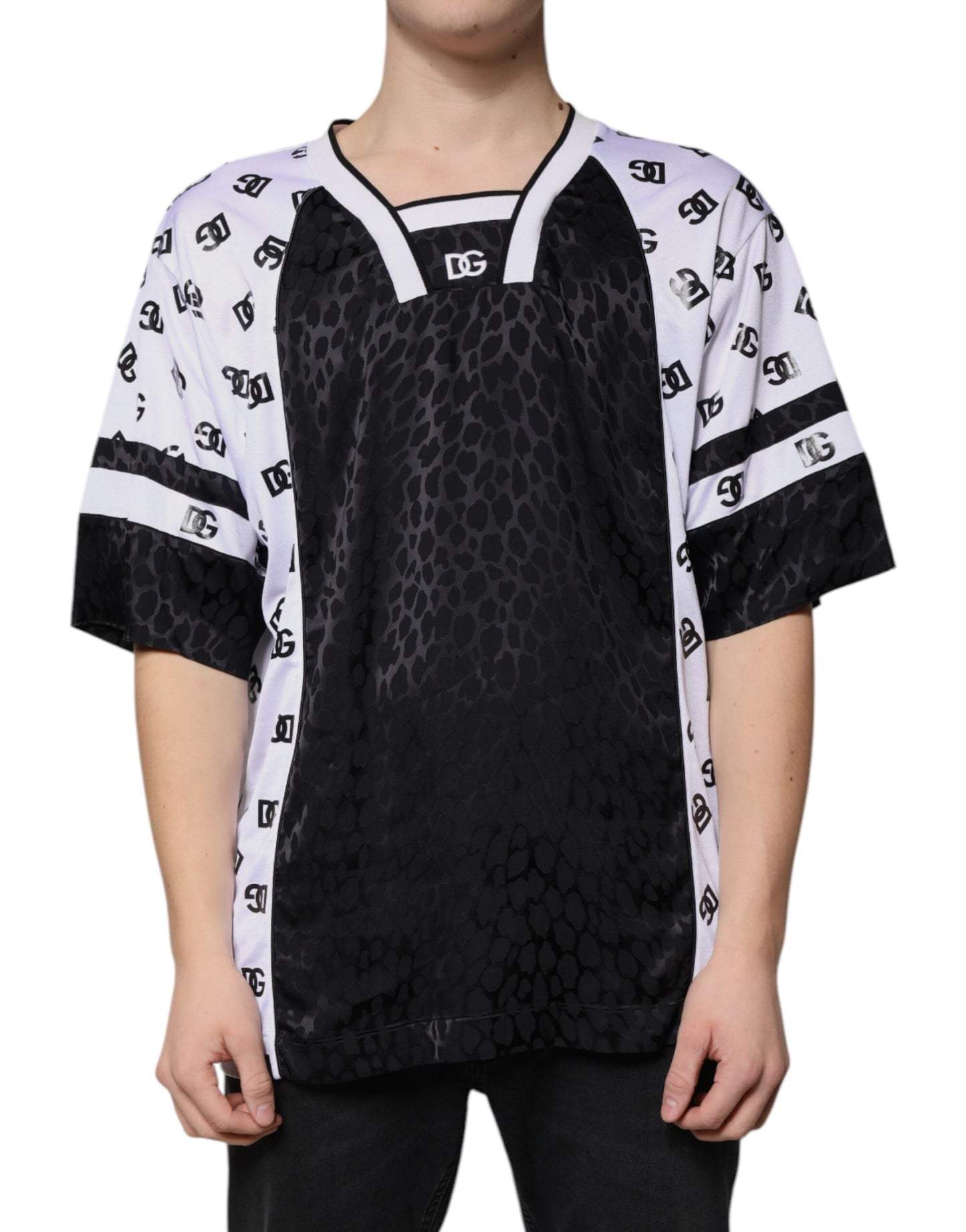 Dolce & Gabbana Black White Logo Men Short Sleeves T-shirt by Dolce & Gabbana