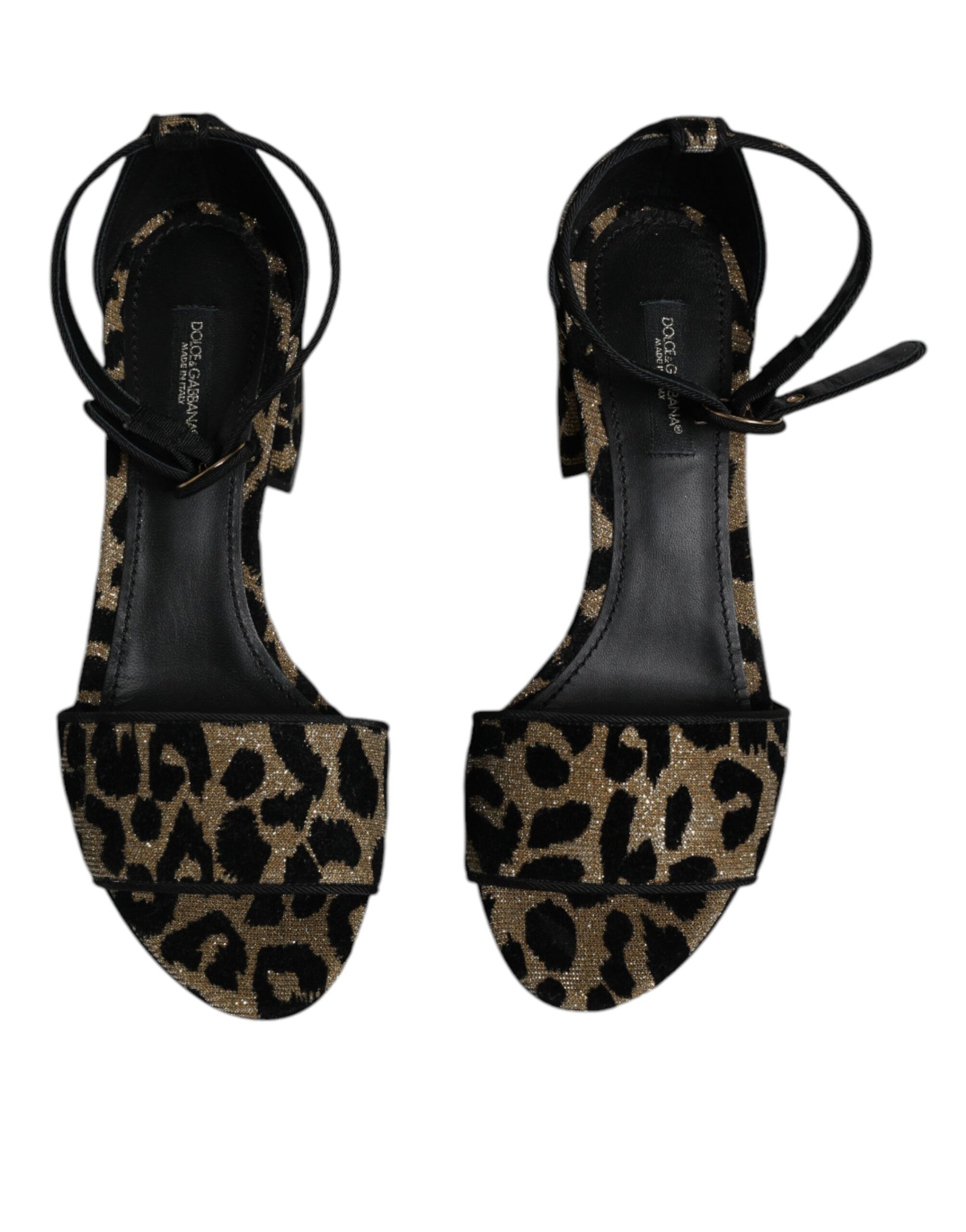 Dolce & Gabbana Gold Leopard Lurex Ankle Strap Heels Sandals Shoes by Dolce & Gabbana