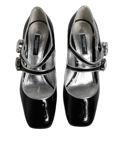 Escarpins Mary Jane en cuir verni noir et cristaux Dolce &amp; Gabbana