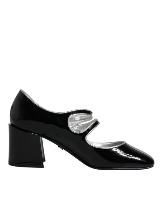 Escarpins Mary Jane en cuir verni noir et cristaux Dolce &amp; Gabbana