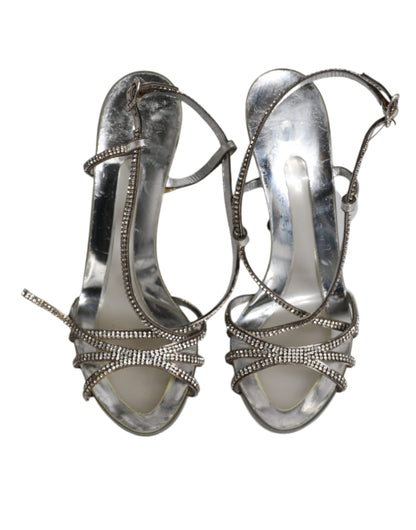 Dolce & Gabbana Silver Crystal Slingback KEIRA Sandals Shoes by Dolce & Gabbana