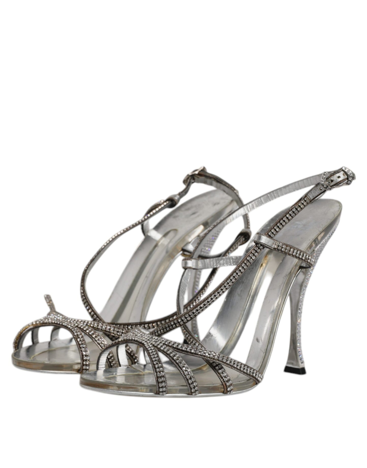 Dolce & Gabbana Silver Crystal Slingback KEIRA Sandals Shoes by Dolce & Gabbana