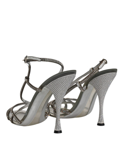Dolce & Gabbana Silver Crystal Slingback KEIRA Sandals Shoes by Dolce & Gabbana